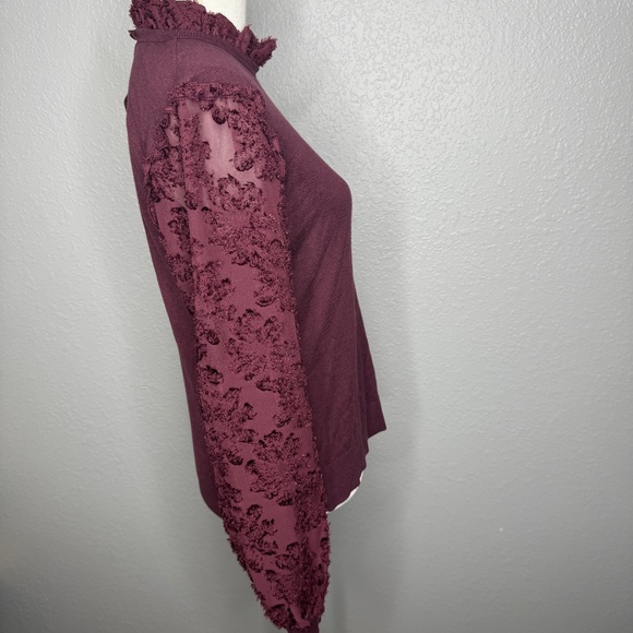 Pre-Owned Burgundy plum 14th & Union pullover sweater sleeve design Large -cp - Picture 5 of 9